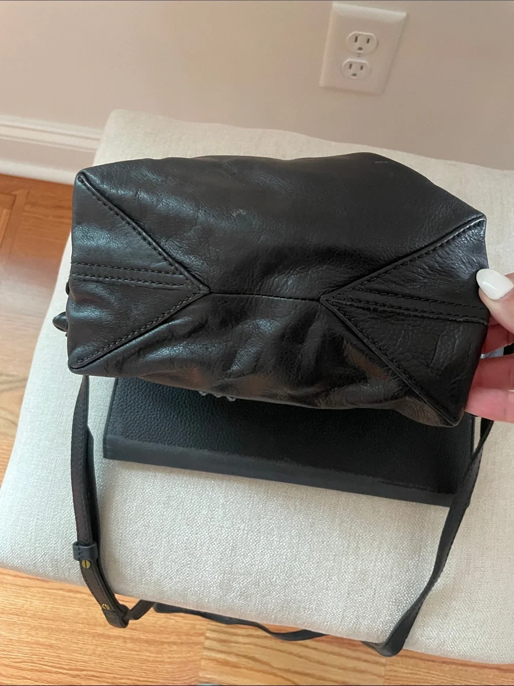 Madewell Black Leather Shoulder Bag with Top Handles